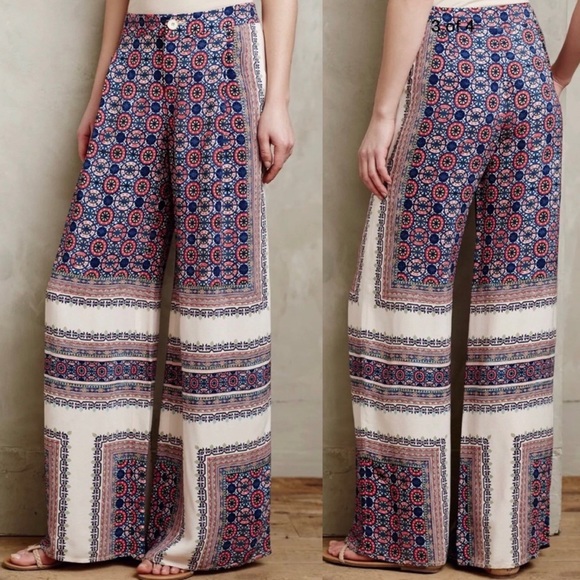 ANTHRO Elevenses Yida Print Wide Leg Palazzo Pants - Picture 2 of 8